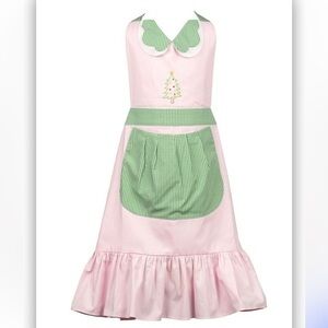 PROPER PEONY PINK / GREEN CHRISTMAS TREE NOEL APRON - ADULT
